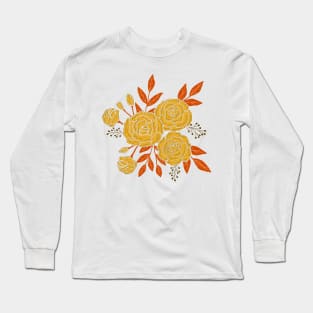 Delicate roses - Yellow on white background Long Sleeve T-Shirt